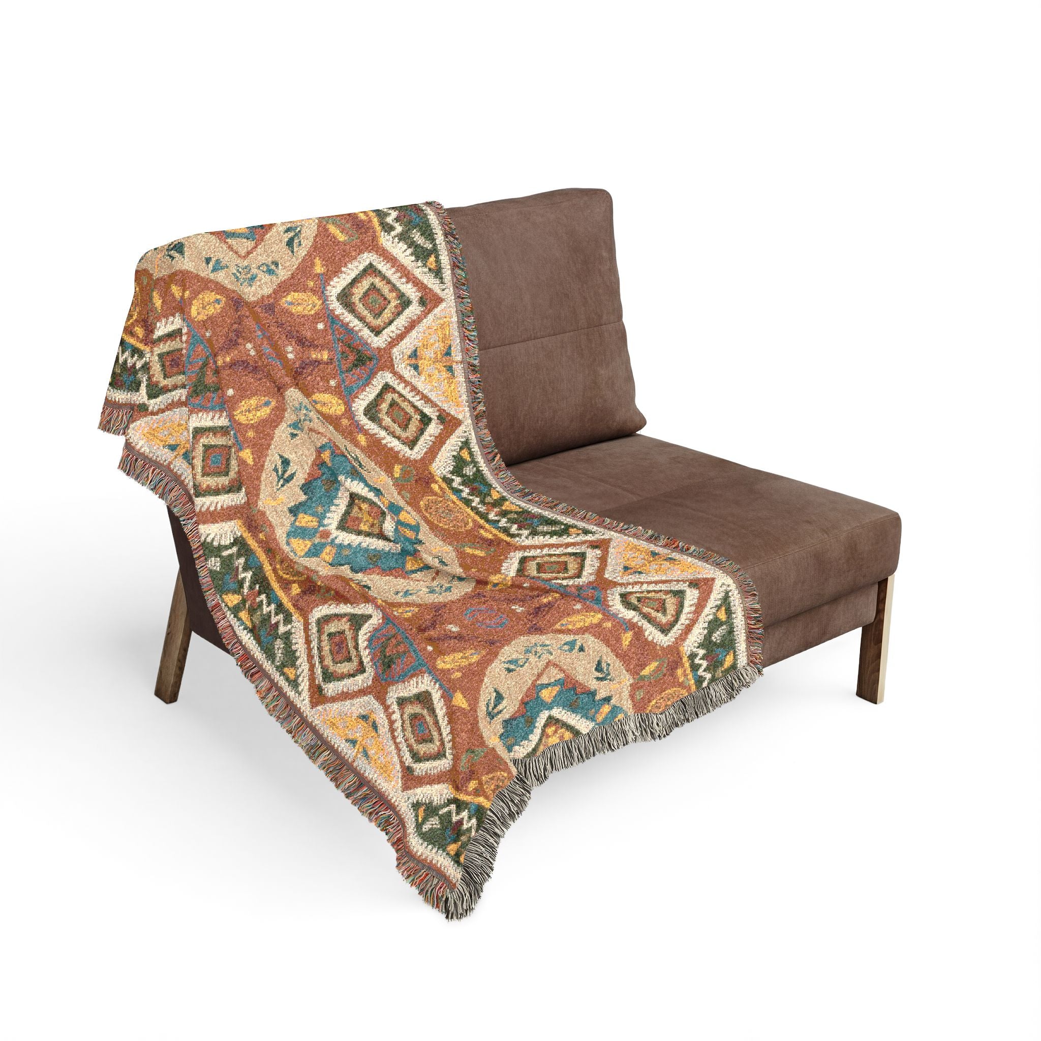 Boho Woven Blanket — Lightweight Pattern Throw for Living Room & Patio