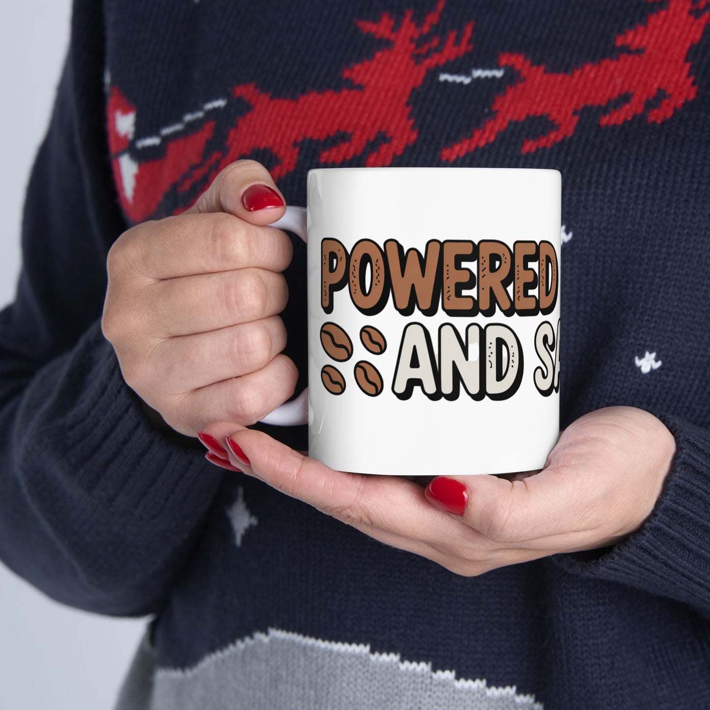 Ceramic Coffee Mug | Powered by Coffee and Sarcasm | Funny Coffee Mug (11oz & 15oz)