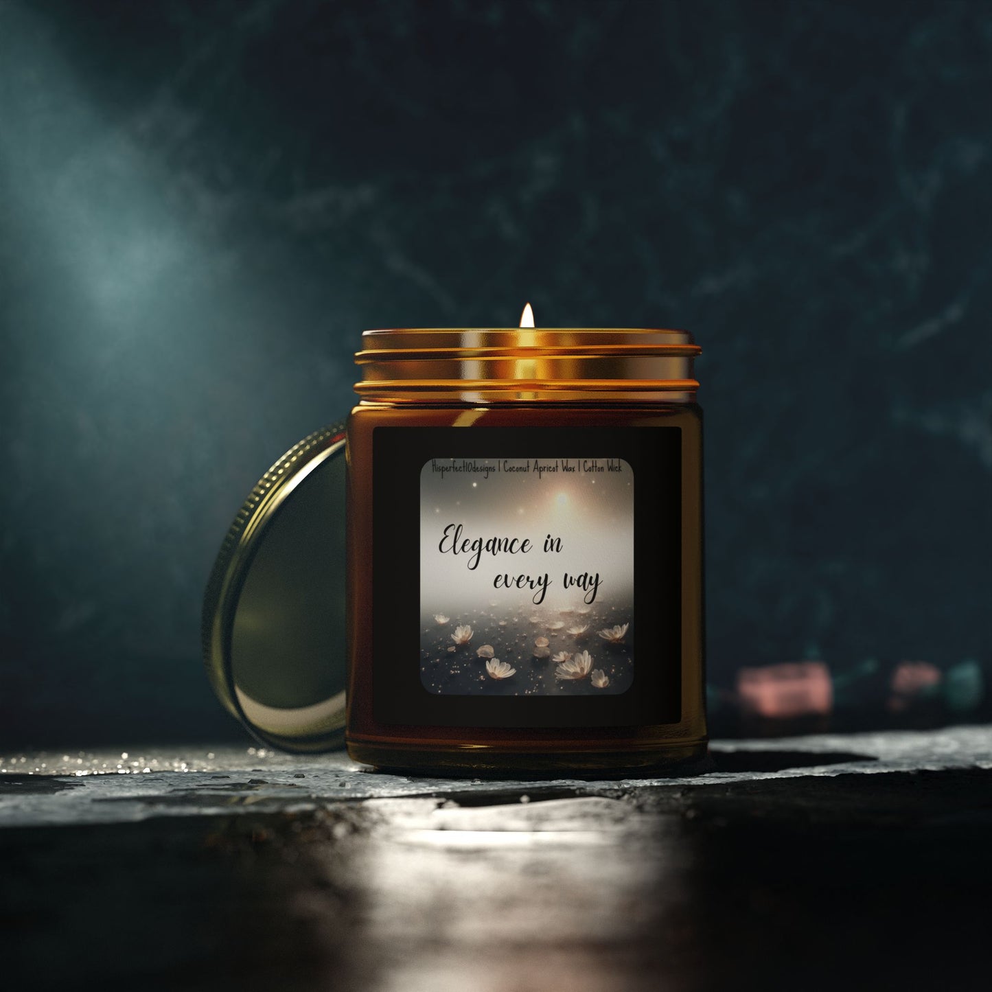 Scented Candle — Coconut Apricot Wax, "Elegance in every way" (9oz)