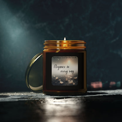 Scented Candle — Coconut Apricot Wax, "Elegance in every way" (9oz)