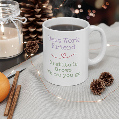 Floral Ceramic Mug — Best Work Friend | Heartwarming Coworker Gift (11oz & 15oz)