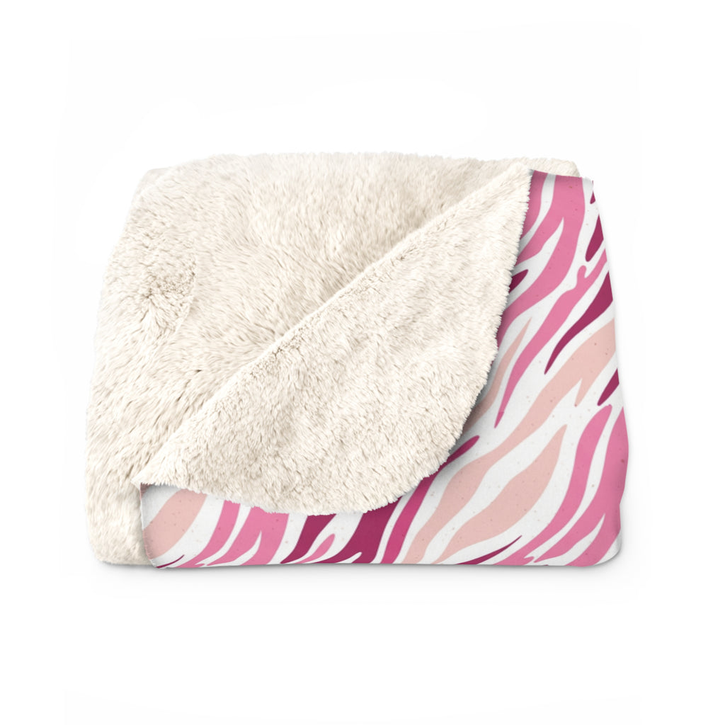 Pink Zebra Sherpa Blanket — Cozy Fleece Throw for Girls & Teens
