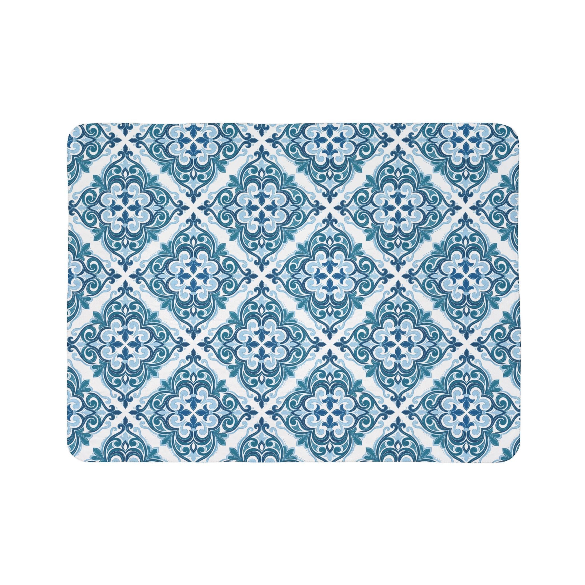 Blue Moroccan Tile Sherpa Blanket