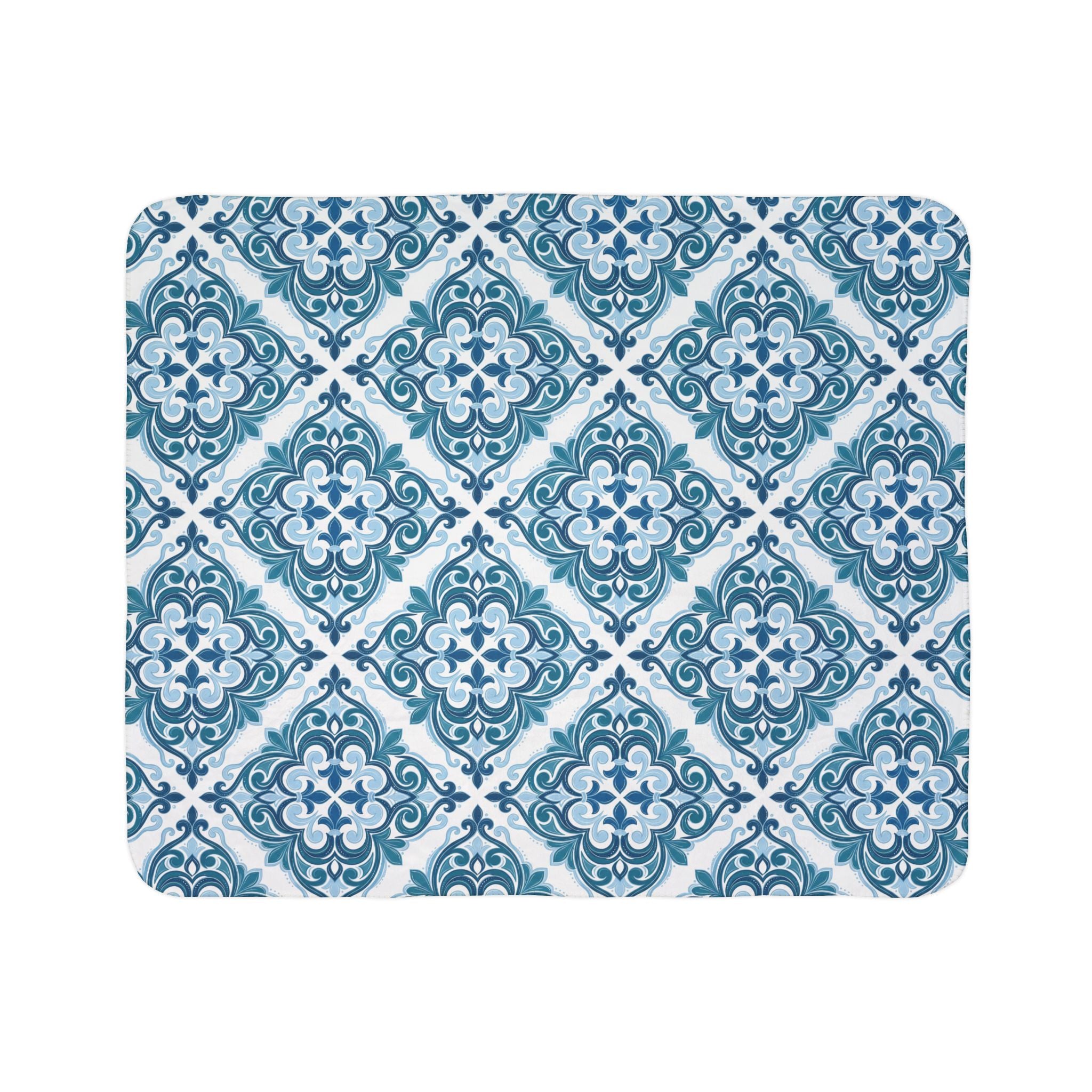 Blue Moroccan Tile Sherpa Blanket