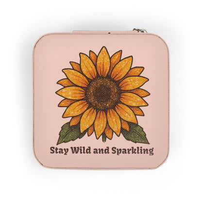 Sunflower Jewelry Travel Case — "Stay Wild and Sparkling" Compact Organizer