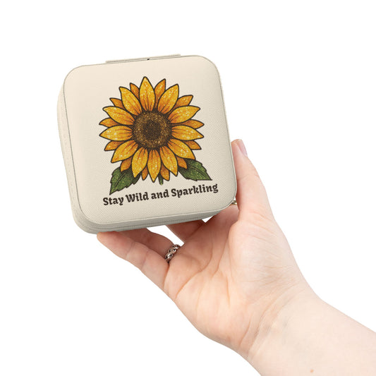 Sunflower Jewelry Travel Case — "Stay Wild and Sparkling" Compact Organizer