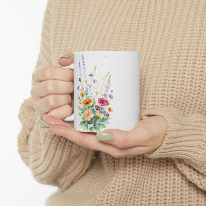 Floral Ceramic Mug — Best Work Friend | Heartwarming Coworker Gift (11oz & 15oz)