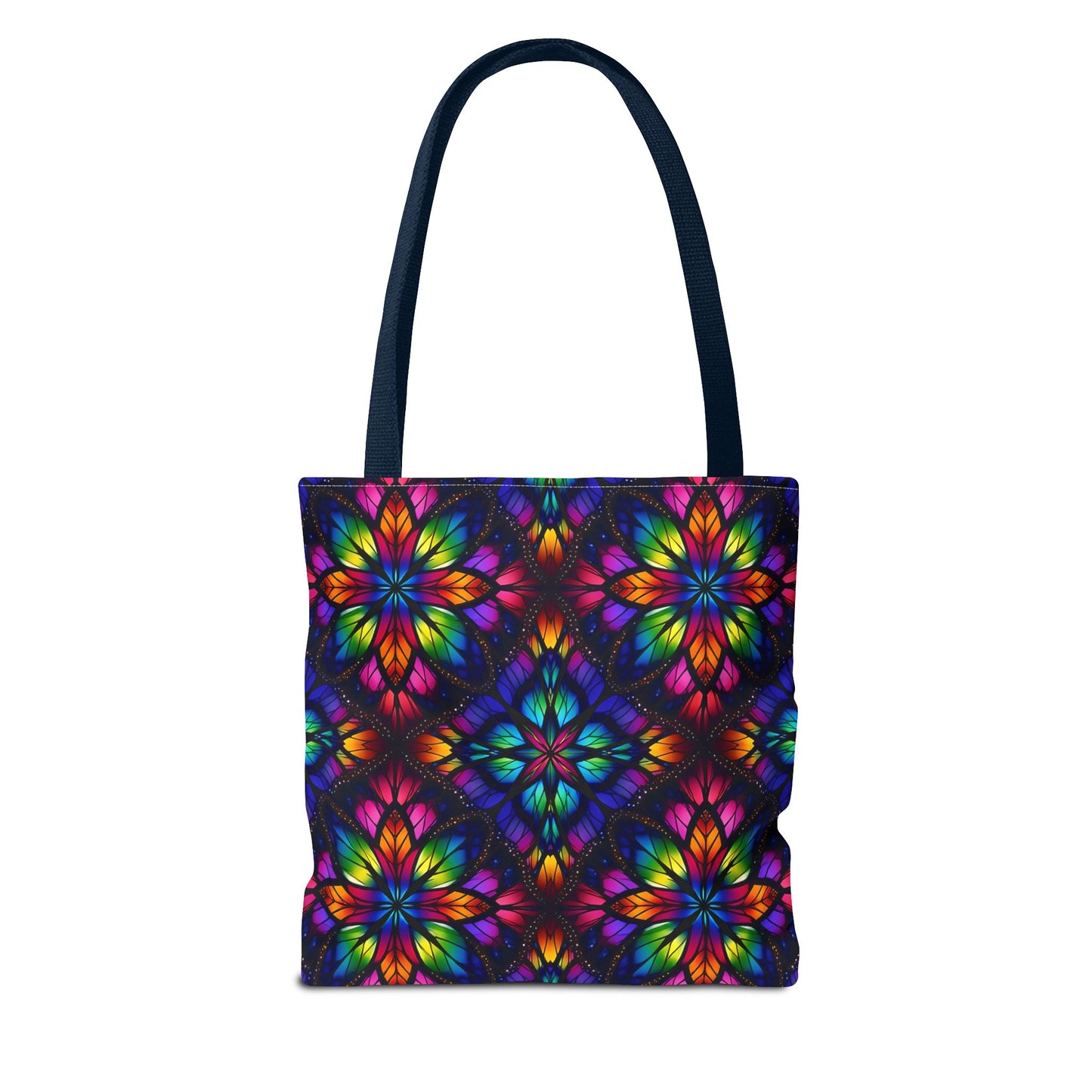 Kaleidoscope Floral Tote Bag — Vibrant Rainbow Boho All-Over Print