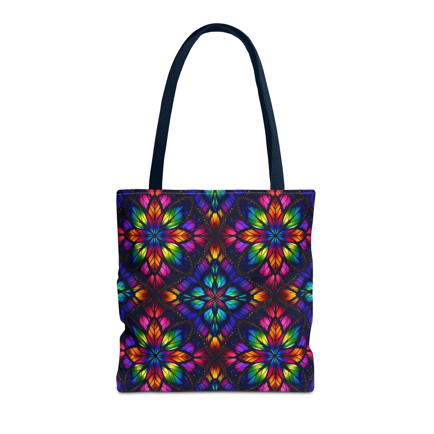 Kaleidoscope Floral Tote Bag — Vibrant Rainbow Boho All-Over Print