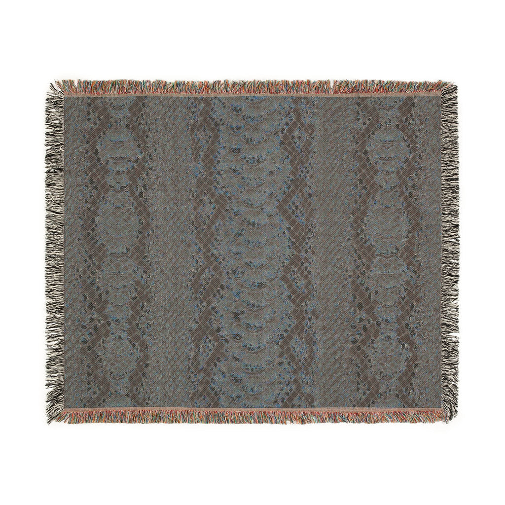Woven Blanket — Neutral Snake Skin Pattern Throw for Living Room, Boho Farmhouse Decor
