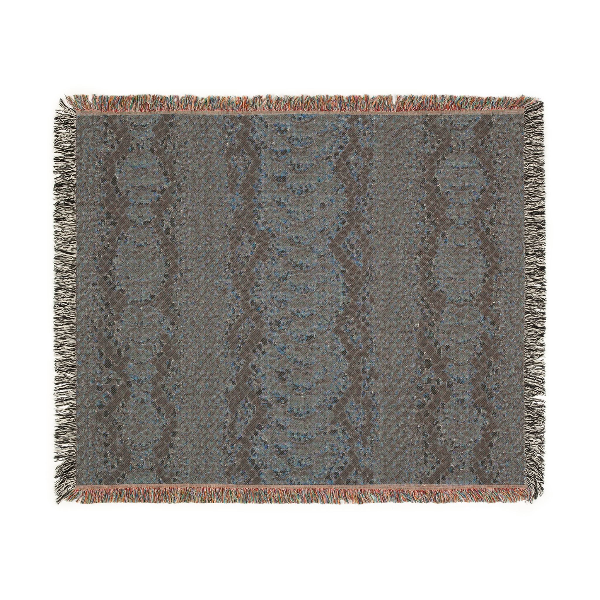 Woven Blanket — Neutral Snake Skin Pattern Throw for Living Room, Boho Farmhouse Decor