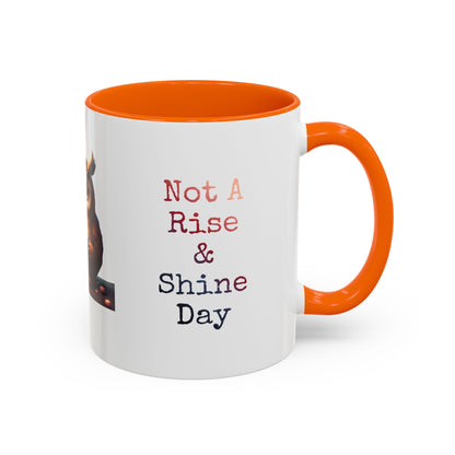 Coffee Mug — "Not A Rise & Shine Day"  —  Owl Accent Mug (11/15 oz) — Funny Morning Coffee Cup