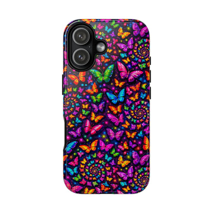 iPhone 17 Tough Phone Case — Vibrant Psychedelic Butterfly Protective Cover