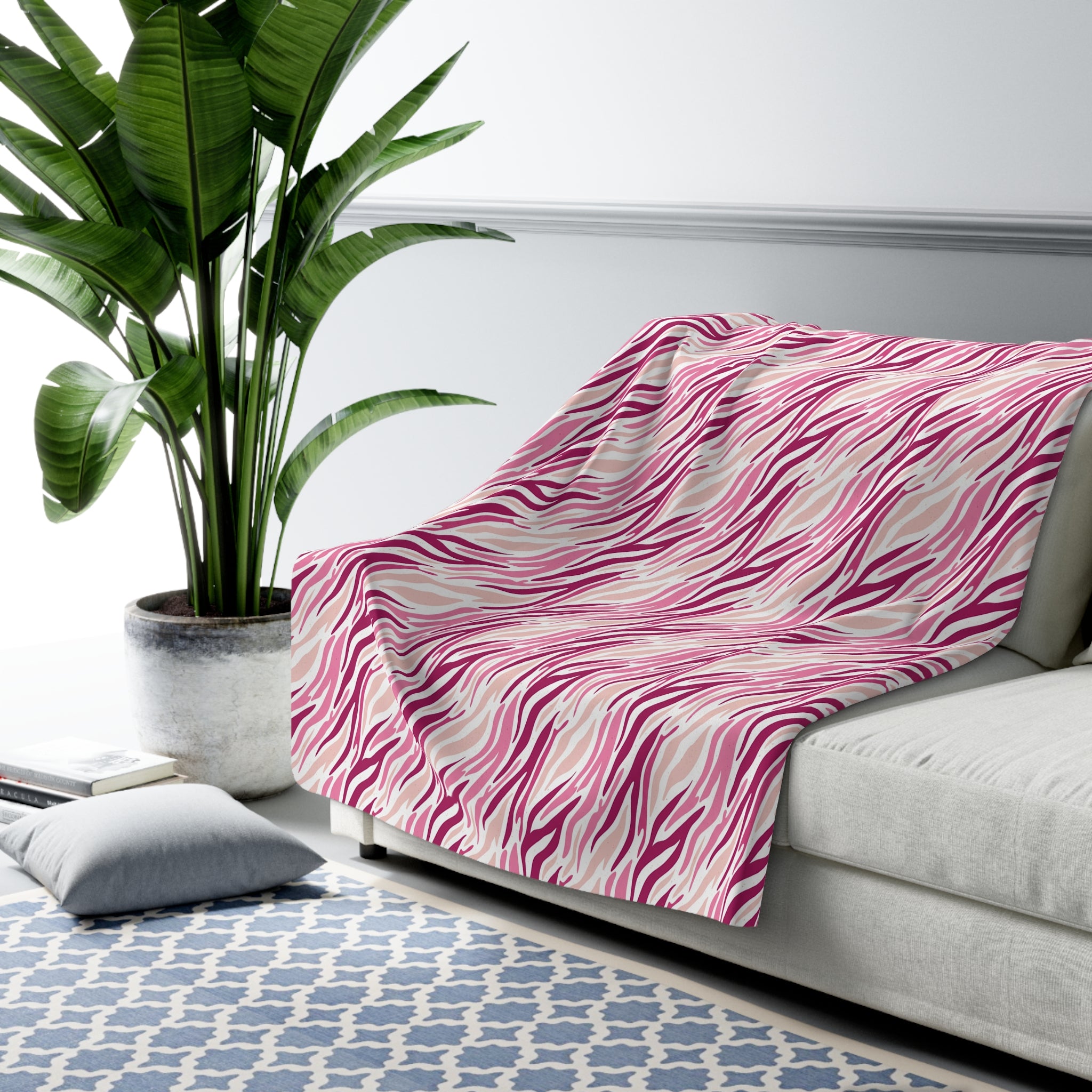Pink Zebra Sherpa Blanket — Cozy Fleece Throw for Girls & Teens