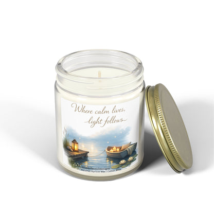 Scented Candle —  Coconut Apricot Wax, "Where calm lives, light follows" (9oz)