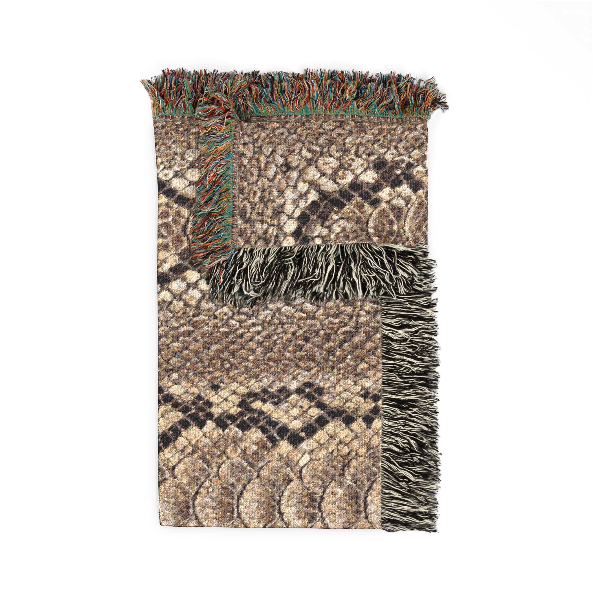 Woven Blanket — Neutral Snake Skin Pattern Throw for Living Room, Boho Farmhouse Decor