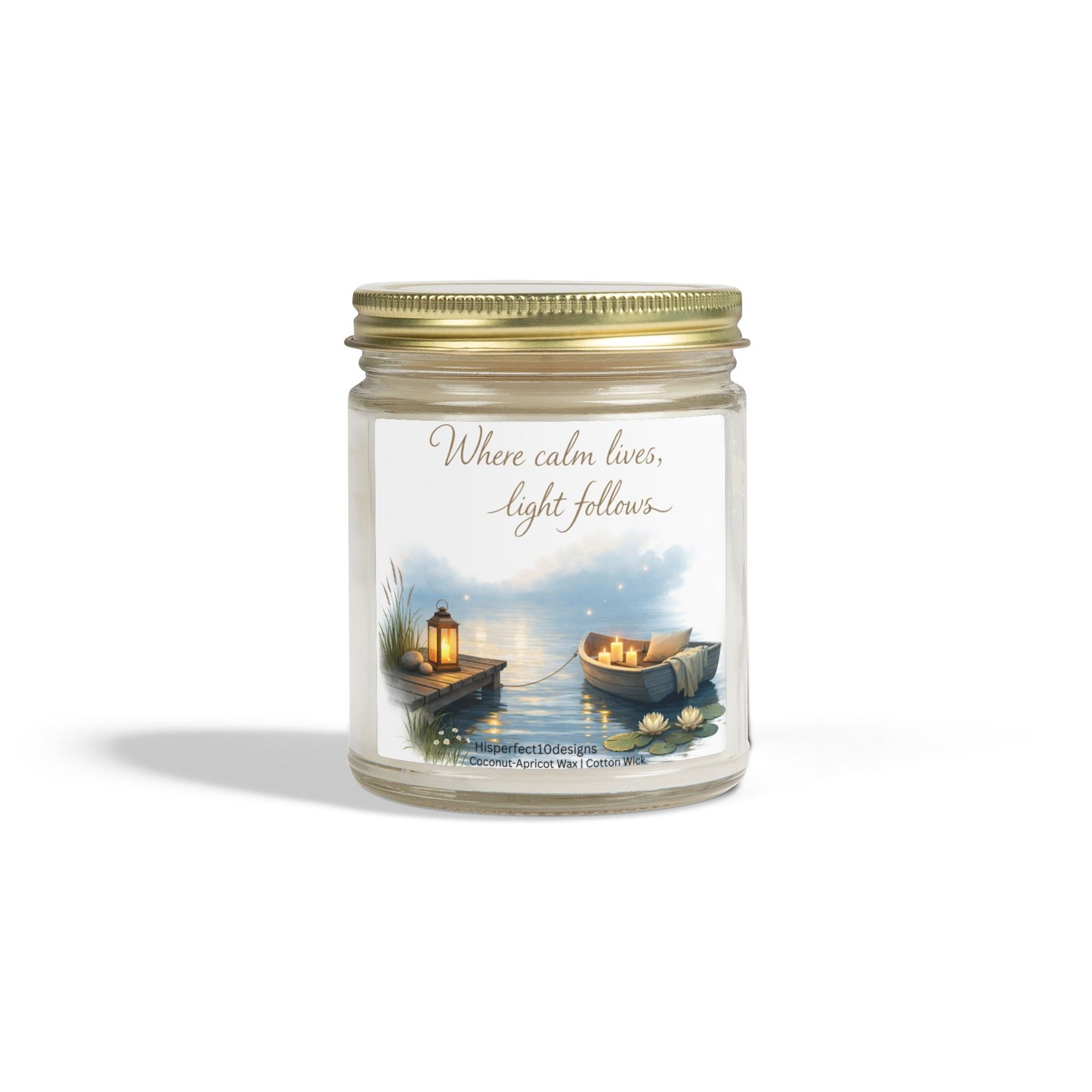 Scented Candle —  Coconut Apricot Wax, "Where calm lives, light follows" (9oz)