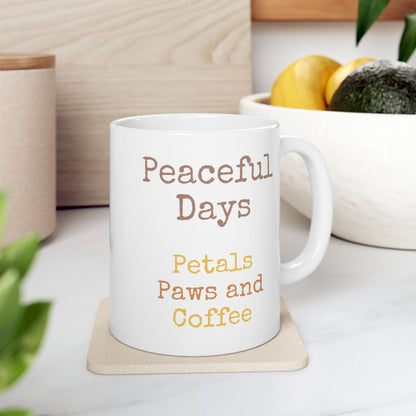 Ceramic Mug — "Peaceful Days" — German Shephard Coffee Cup (11oz/15oz)