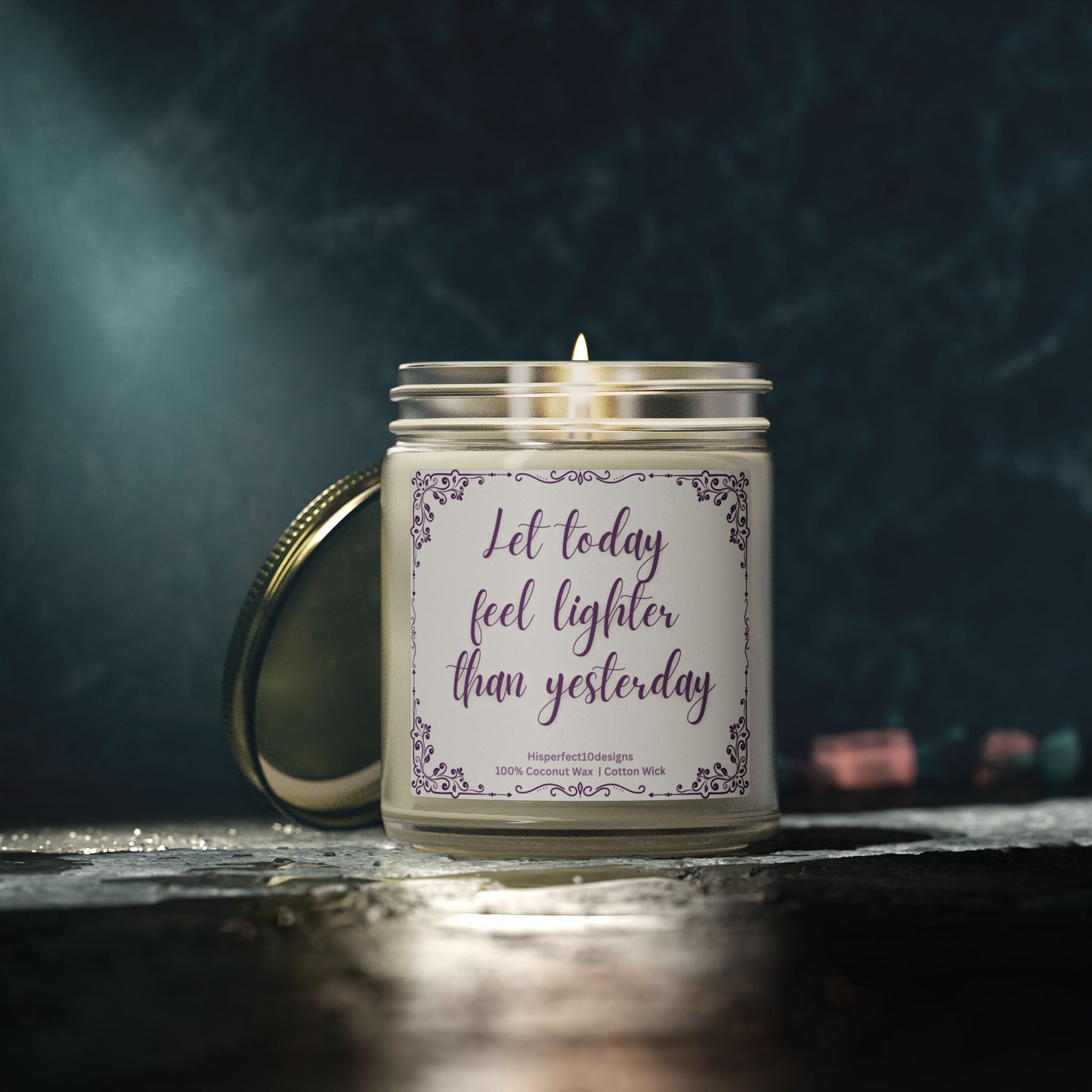 Scented Candle — Coconut Apricot Wax, "Let today feel lighter than yesterday" (9oz)