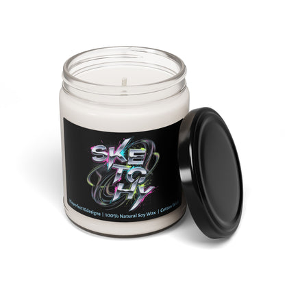 Scented Soy Candle, 9oz Jar | Melted Kinetic Typography | Psychedelic Glitch Text
