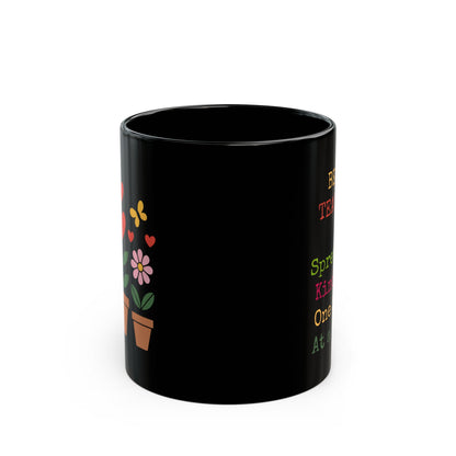 Teacher Mug — “Best Teacher: Spreading Kindness One Seed at a Time” Black Coffee Cup