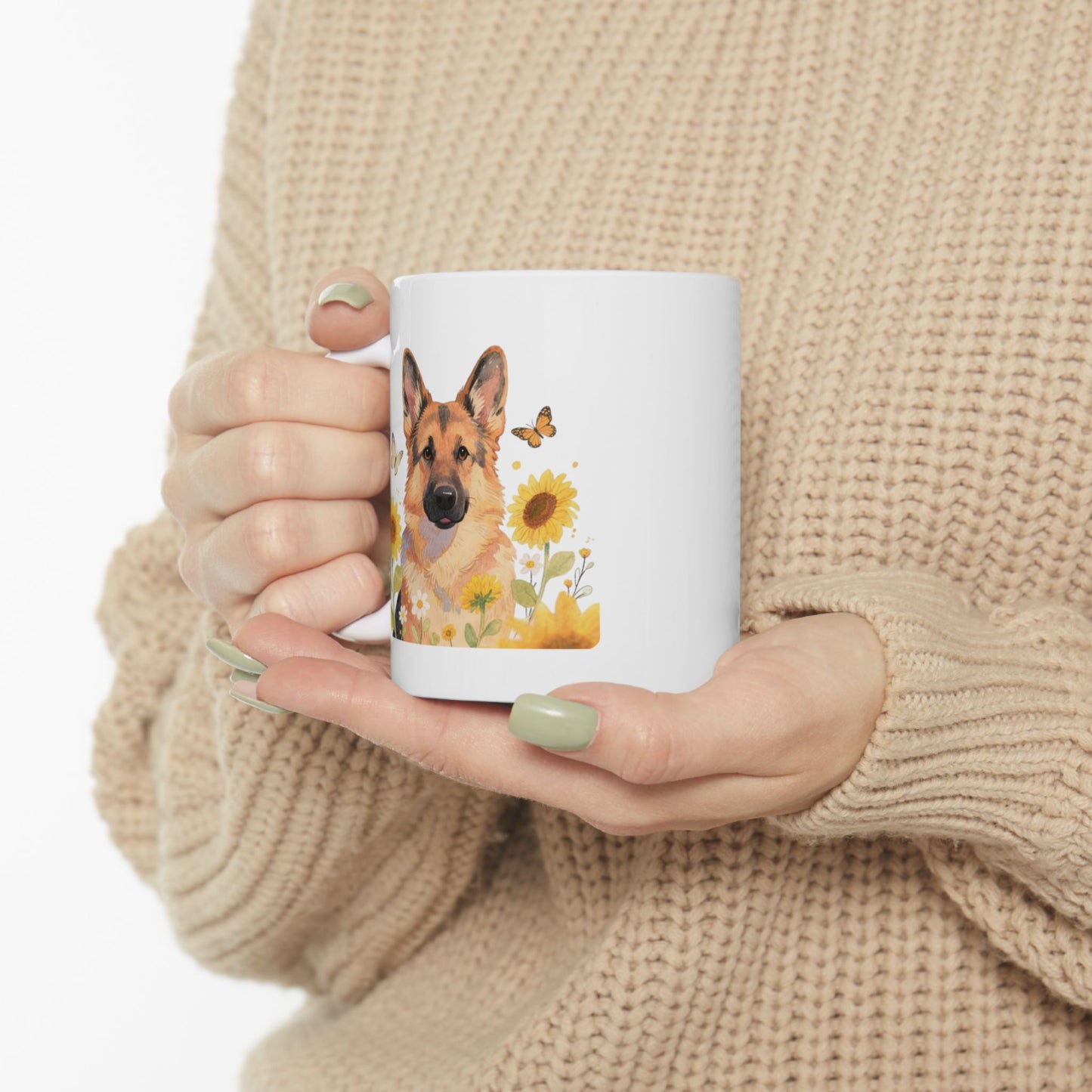 Ceramic Mug — "Peaceful Days" — German Shephard Coffee Cup (11oz/15oz)