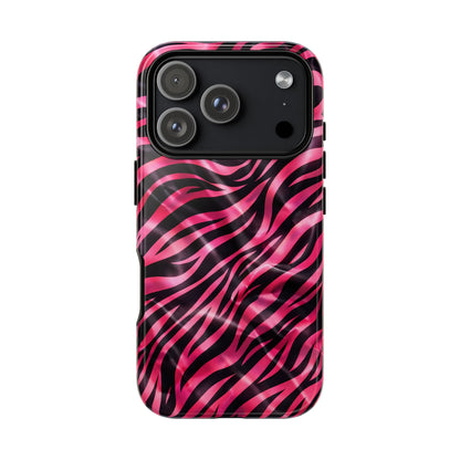 Pink Zebra Tough Phone Case — Glossy Protective Phone Cover