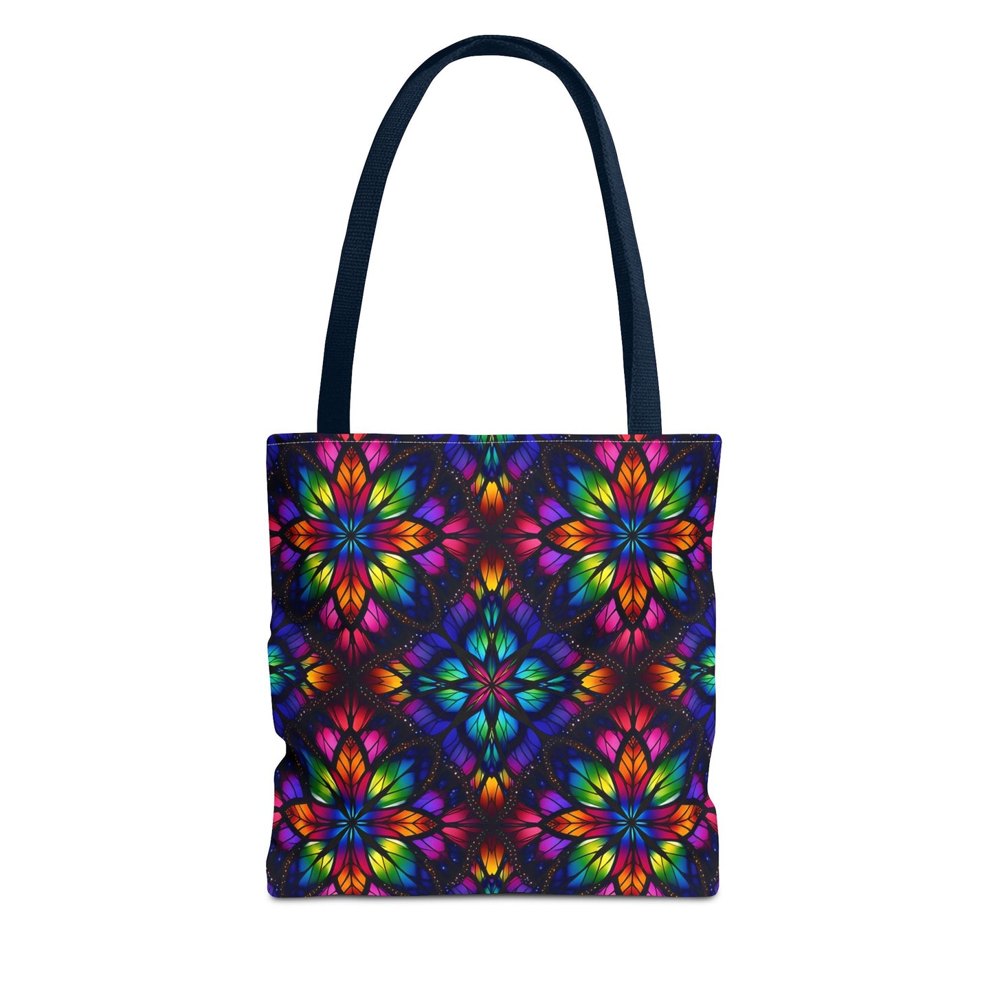 Kaleidoscope Floral Tote Bag — Vibrant Rainbow Boho All-Over Print