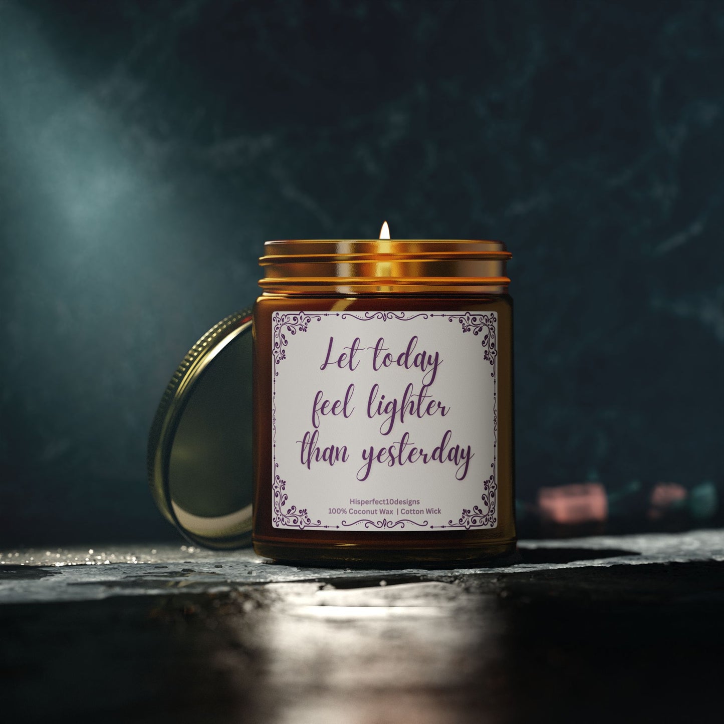 Scented Candle — Coconut Apricot Wax, "Let today feel lighter than yesterday" (9oz)
