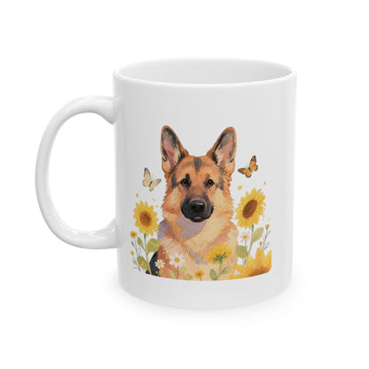 Ceramic Mug — "Peaceful Days" — German Shephard Coffee Cup (11oz/15oz)