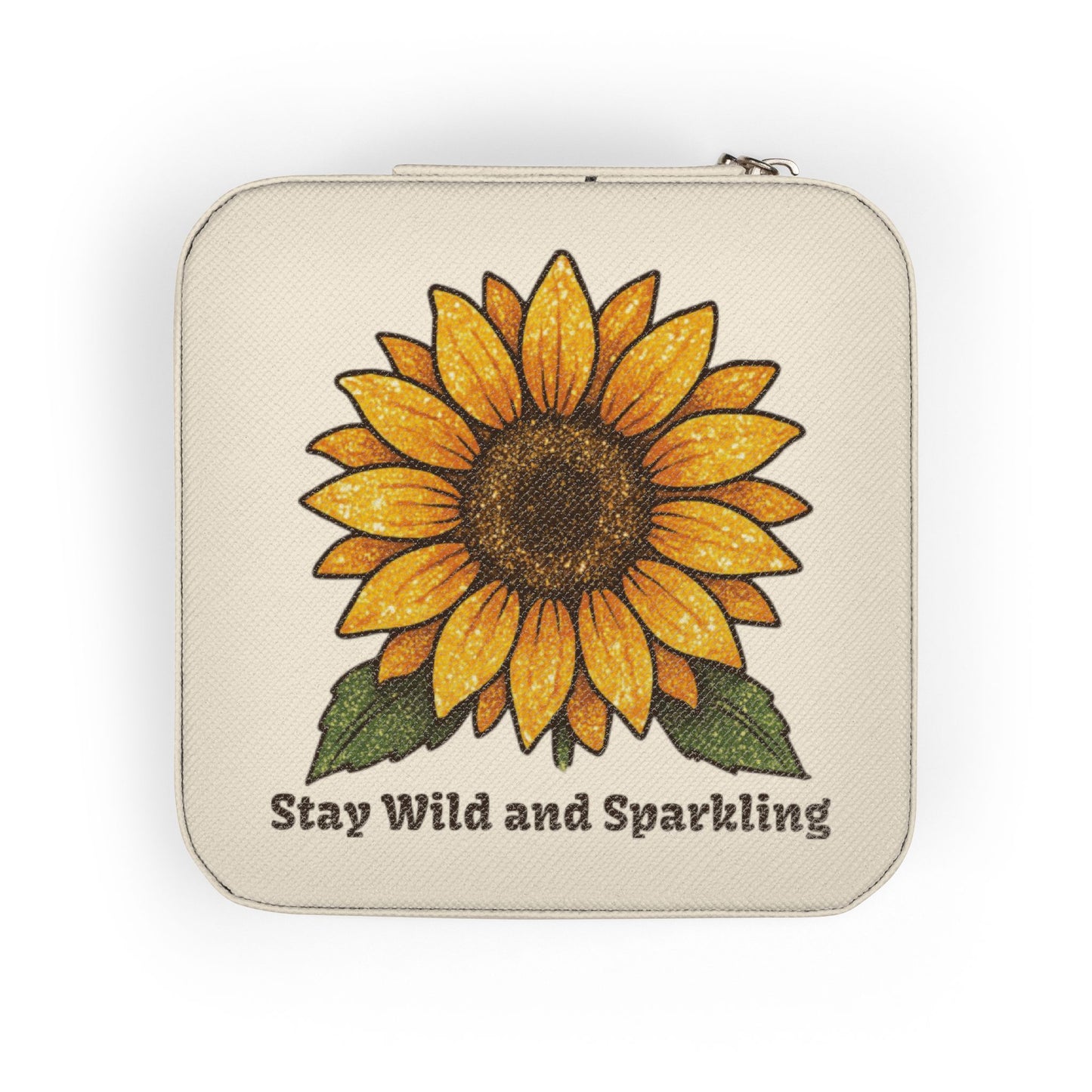 Sunflower Jewelry Travel Case — "Stay Wild and Sparkling" Compact Organizer