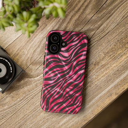 Pink Zebra Tough Phone Case — Glossy Protective Phone Cover