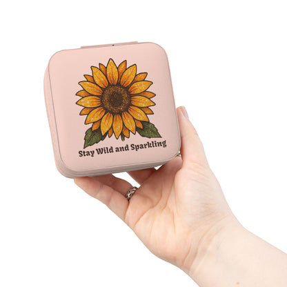 Sunflower Jewelry Travel Case — "Stay Wild and Sparkling" Compact Organizer