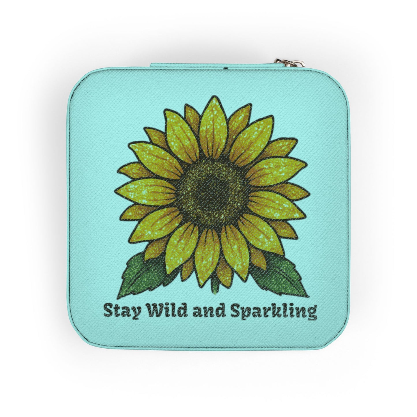 Sunflower Jewelry Travel Case — "Stay Wild and Sparkling" Compact Organizer
