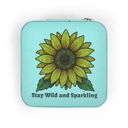 Sunflower Jewelry Travel Case — "Stay Wild and Sparkling" Compact Organizer