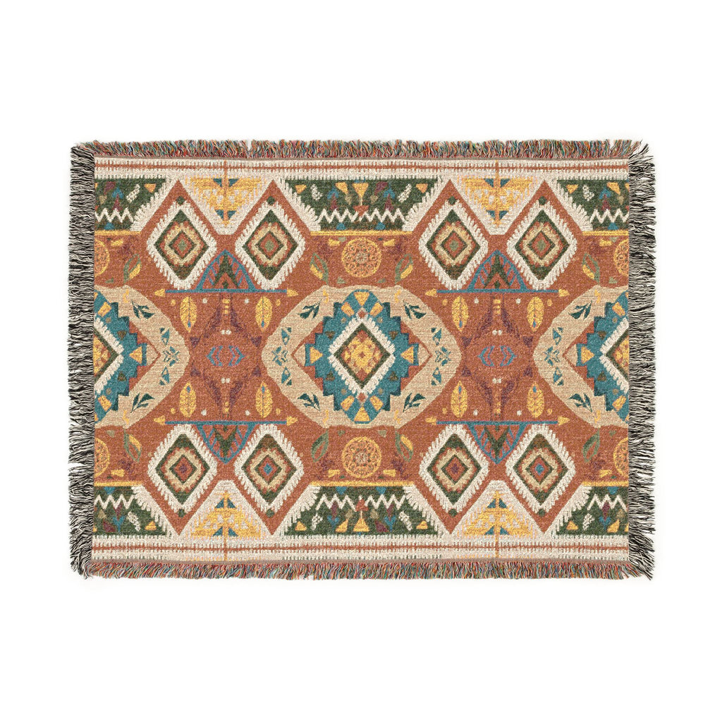 Boho Woven Blanket — Lightweight Pattern Throw for Living Room & Patio