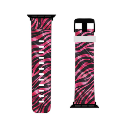 Pink Zebra Print Apple Watch Band — Bold Animal Stripe Replacement Strap