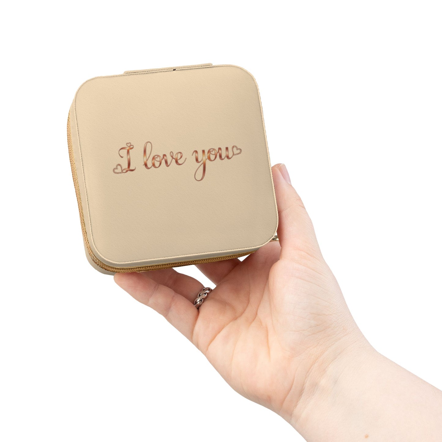 Travel Jewelry Case — Compact 'I Love You' Organizer for Rings, Earrings & Necklaces