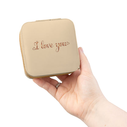 Travel Jewelry Case — Compact 'I Love You' Organizer for Rings, Earrings & Necklaces