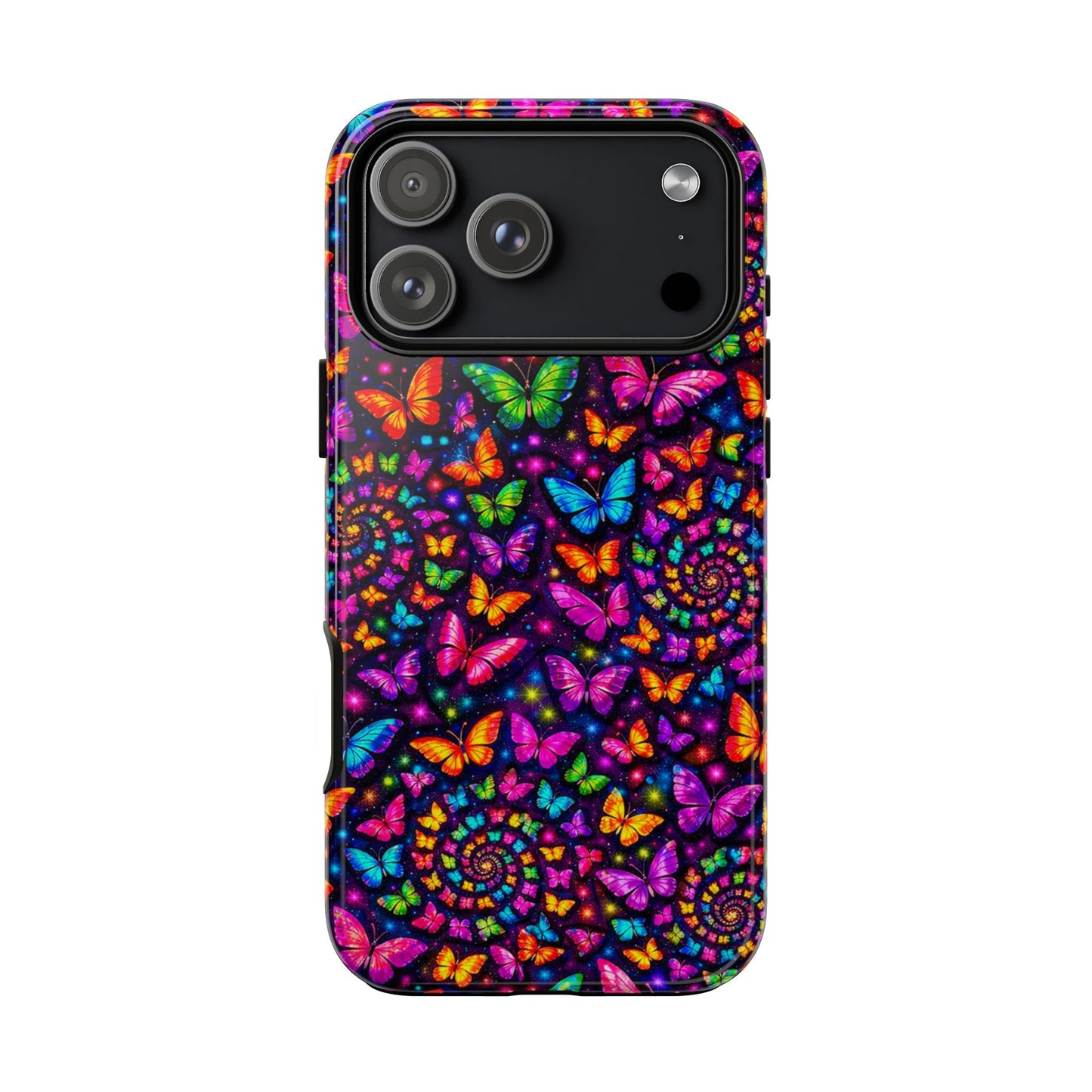 iPhone 17 Tough Phone Case — Vibrant Psychedelic Butterfly Protective Cover