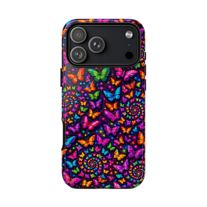 iPhone 17 Tough Phone Case — Vibrant Psychedelic Butterfly Protective Cover