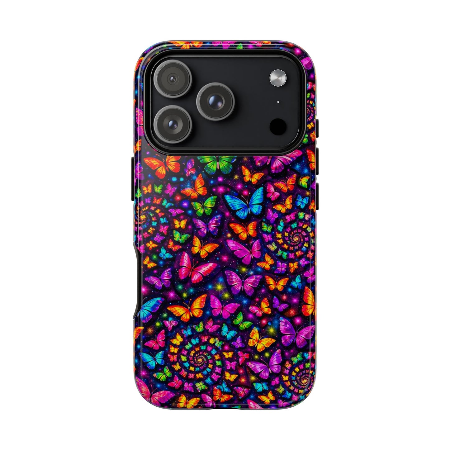 iPhone 17 Tough Phone Case — Vibrant Psychedelic Butterfly Protective Cover