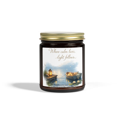 Scented Candle —  Coconut Apricot Wax, "Where calm lives, light follows" (9oz)