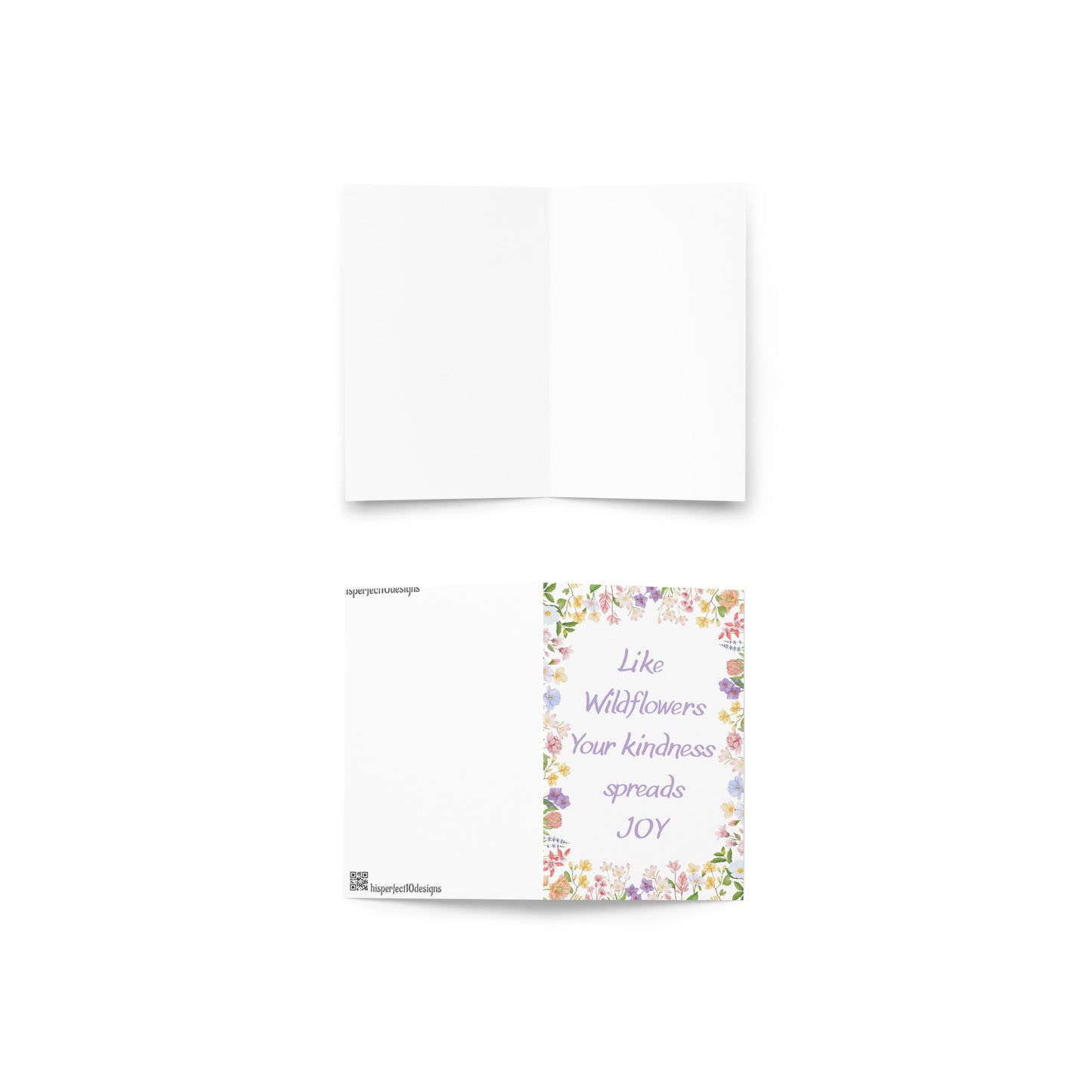 Card with floral design and text on a white background