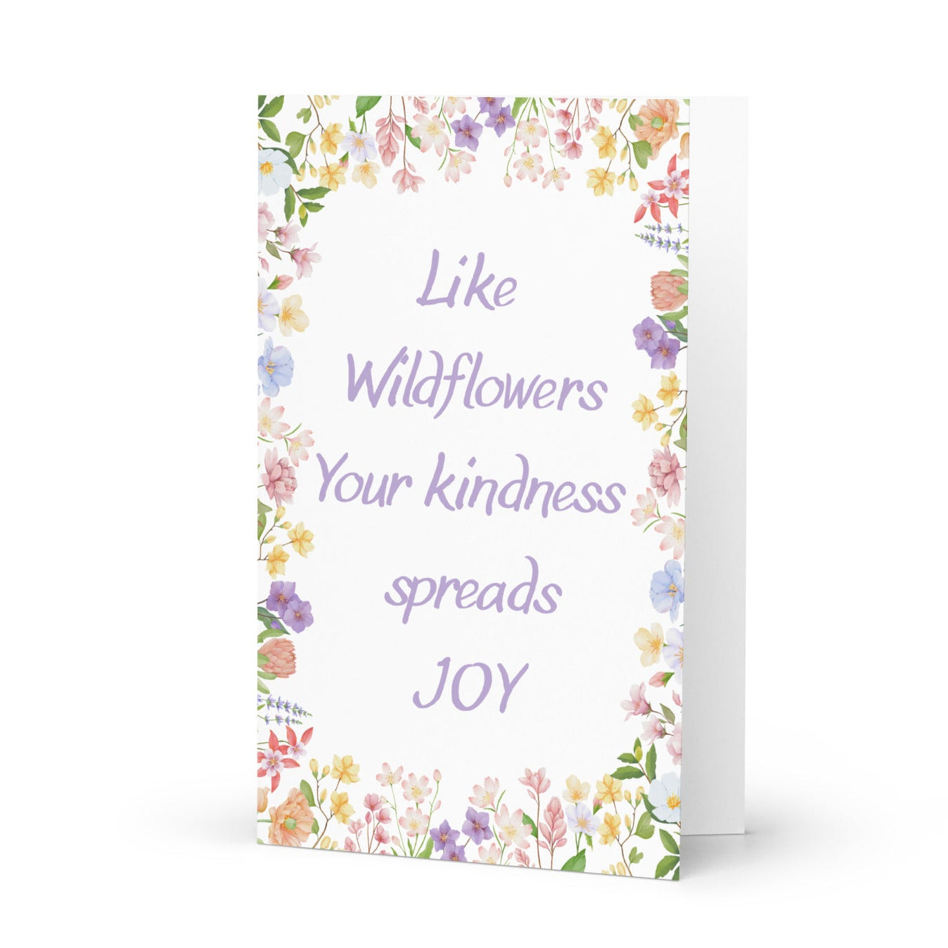 Greeting card with floral design and text on a white background