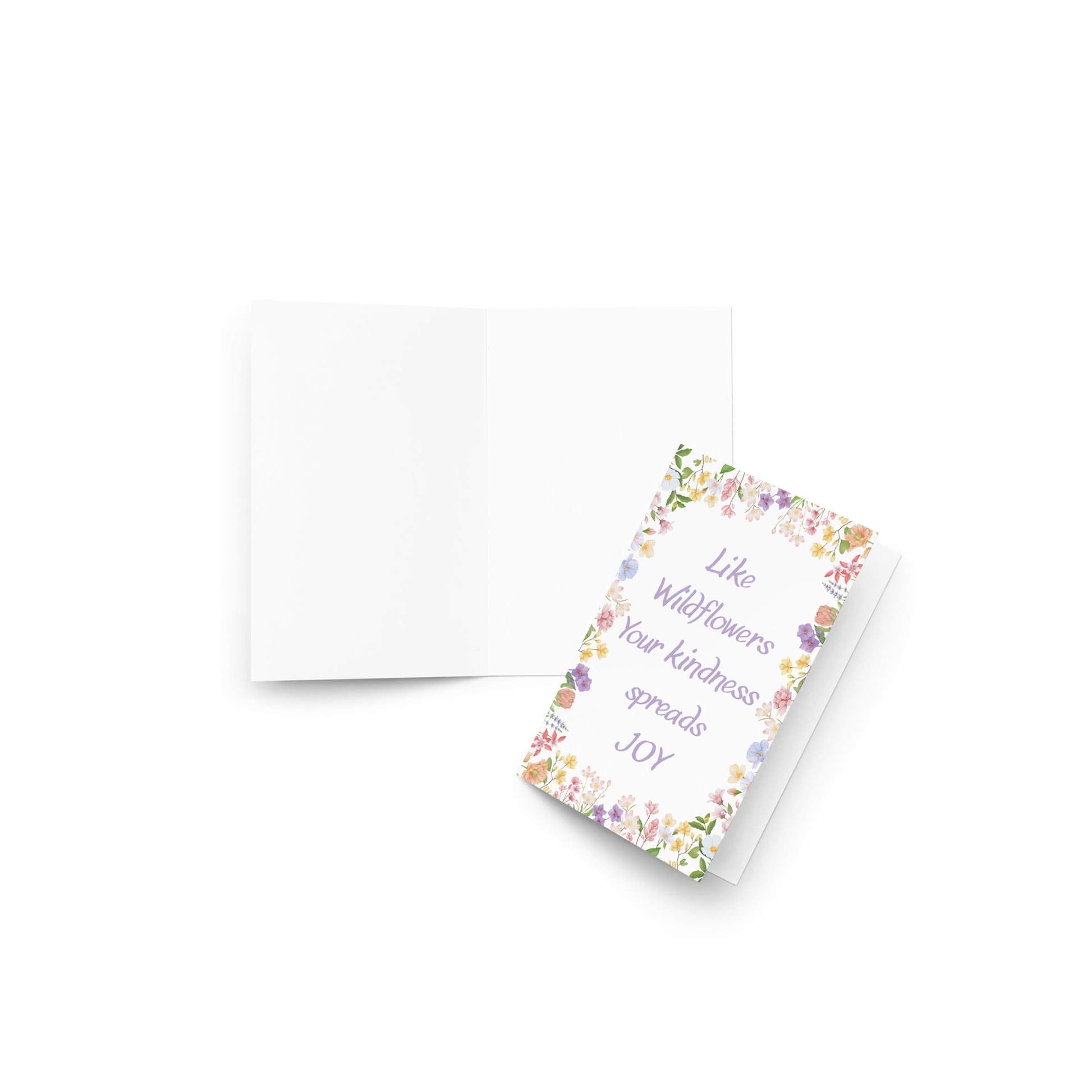 Greeting card with floral design and text on a white background