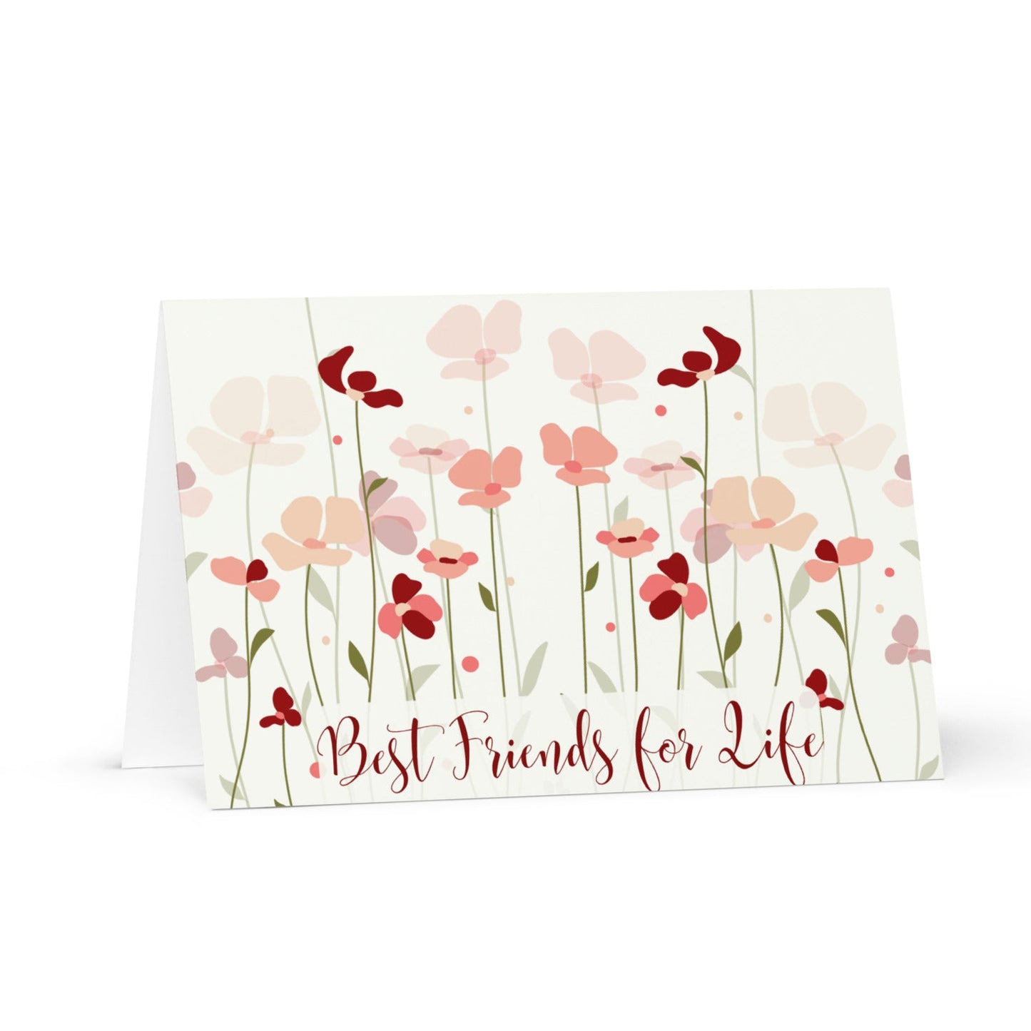 Card with floral design and 'Best Friends for Life' text on a white background