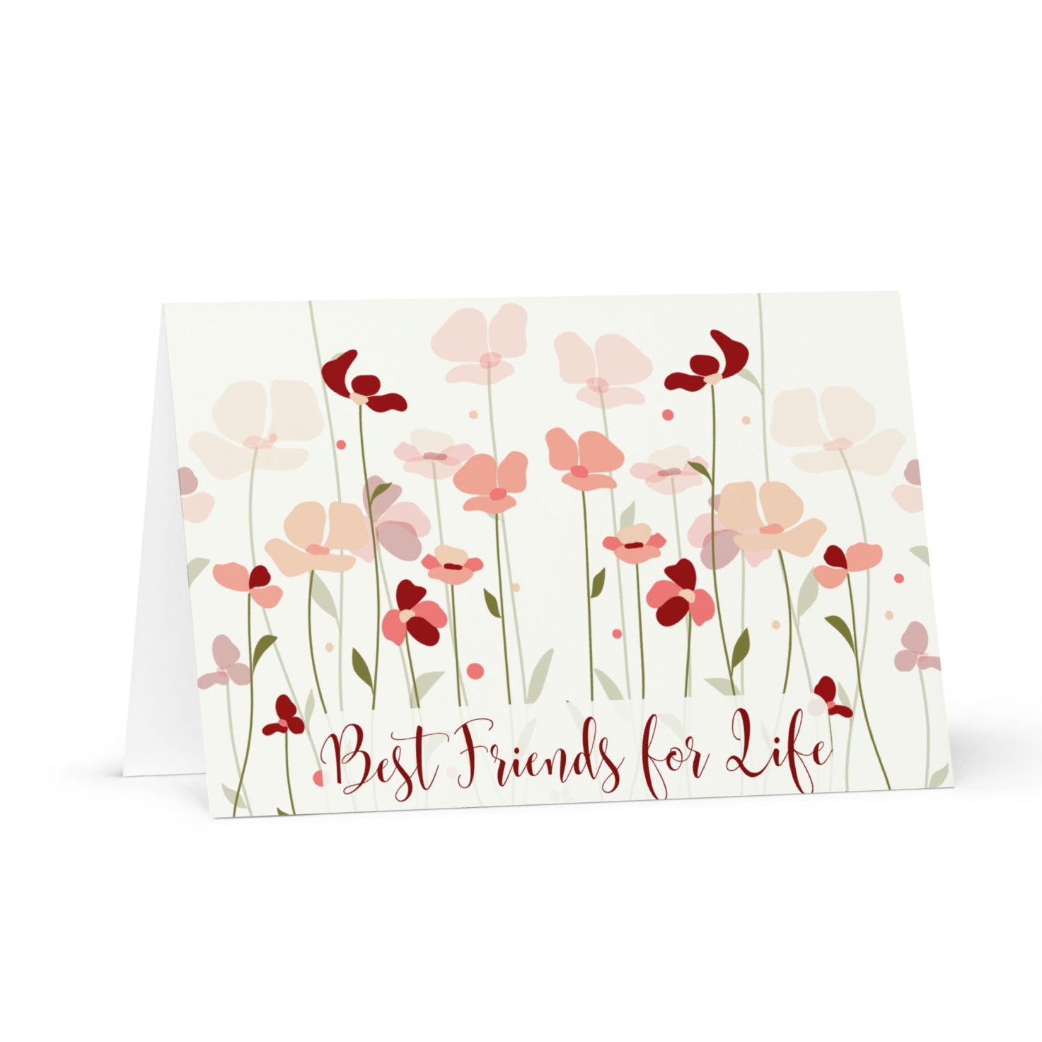 Card with floral design and 'Best Friends for Life' text on a white background