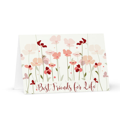 Card with floral design and 'Best Friends for Life' text on a white background