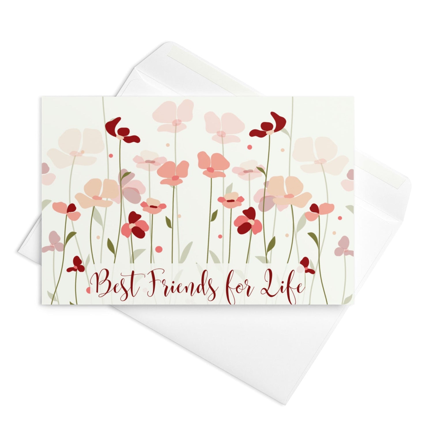 Floral card with 'Best Friends for Life' text on a white background